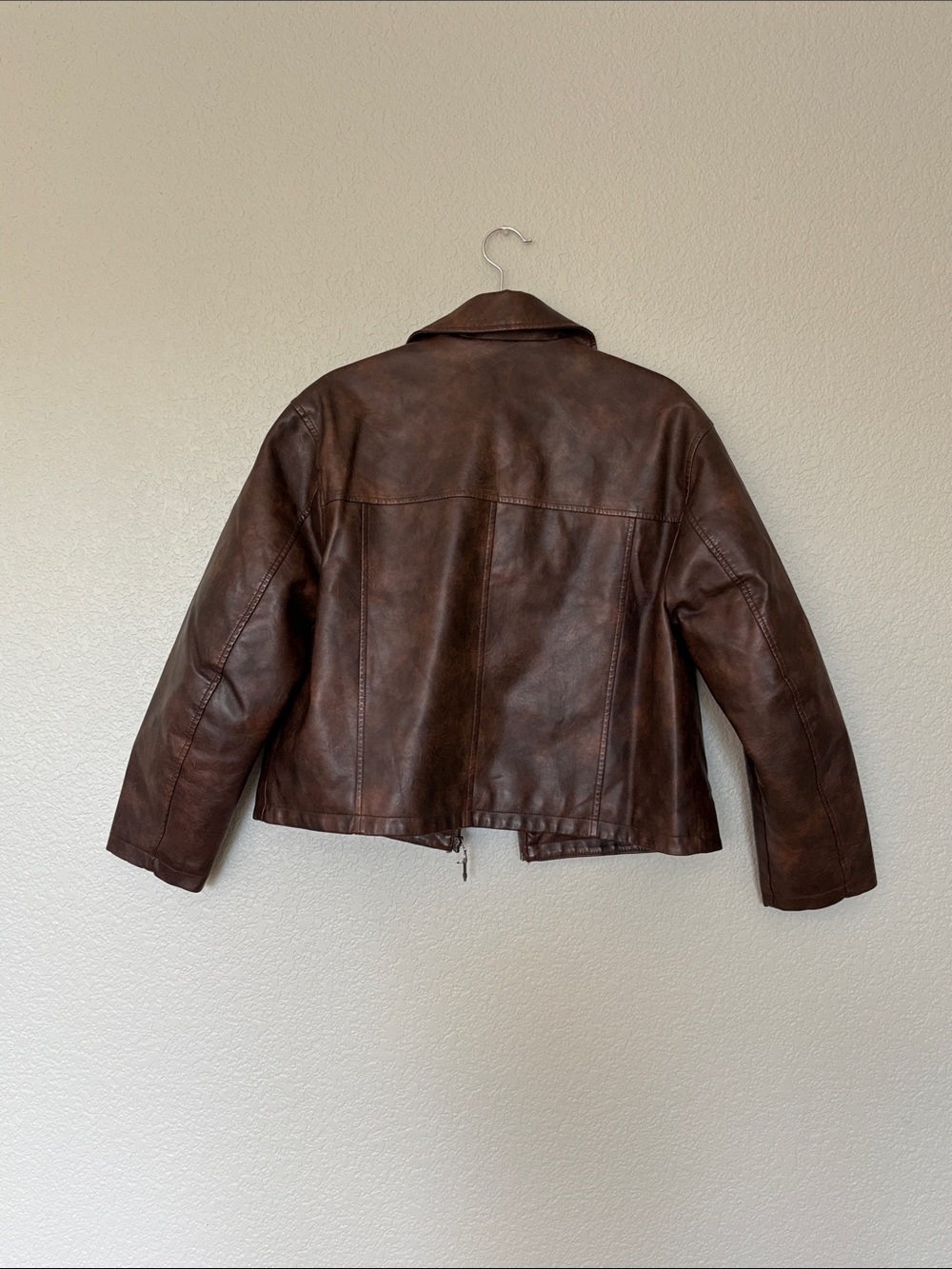 BDG Chocolate Brown Vegan Leather Zip-Up Jacket - Picture 3 of 4